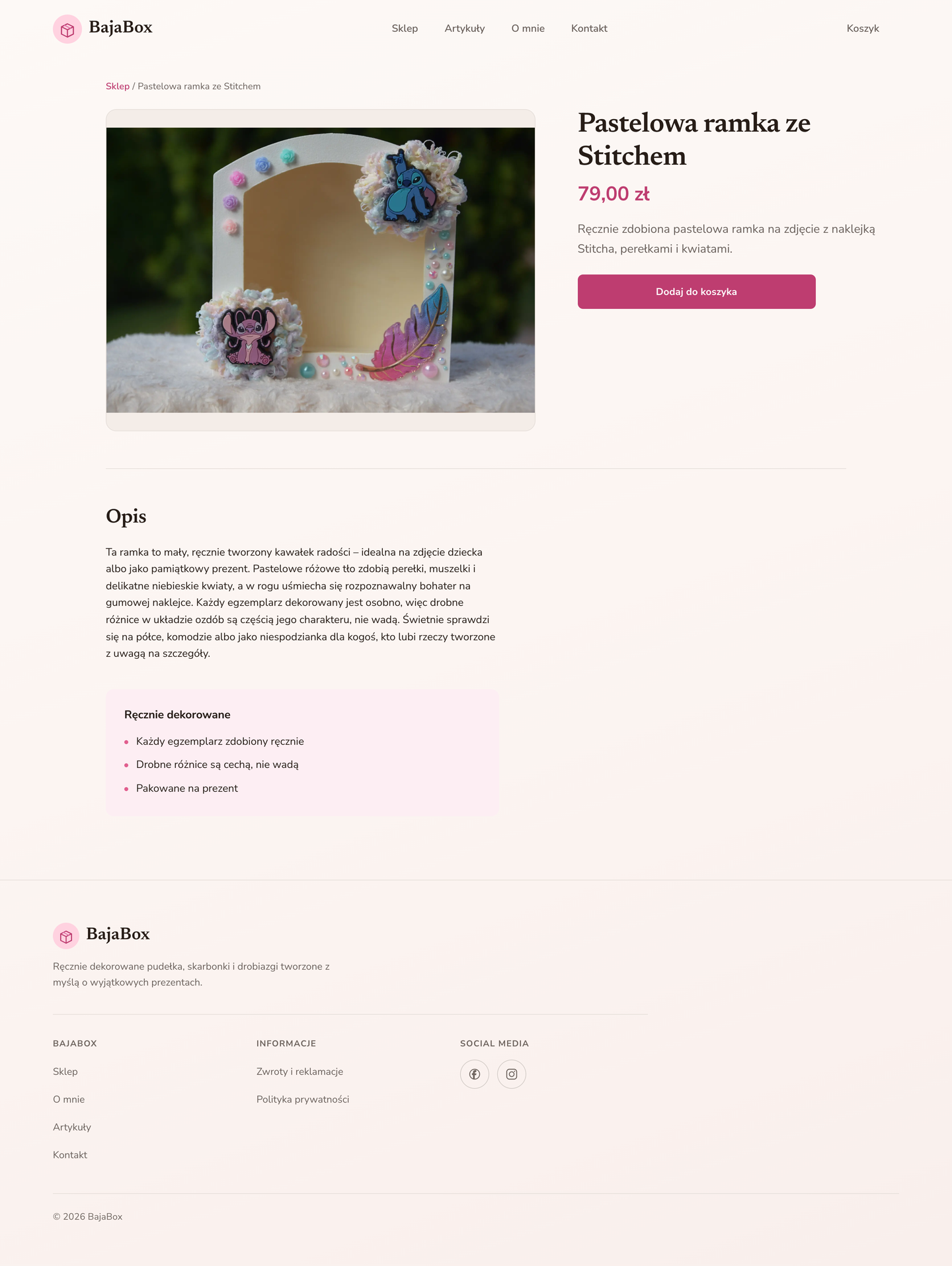 BajaBox — Product page — a large photo, description and add-to-cart