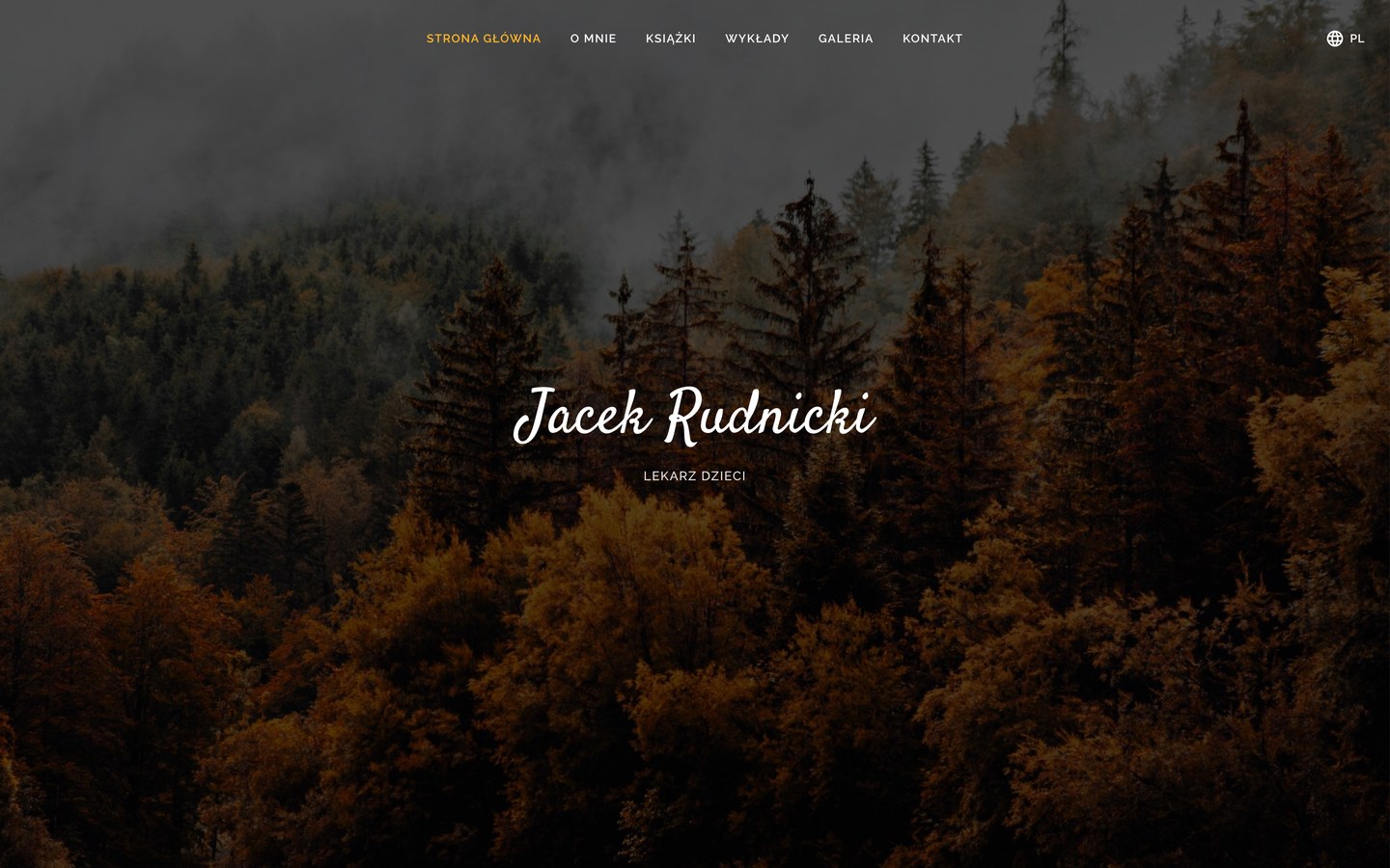 Jacek Rudnicki — CV & Creative Work — Home page — a full-screen background photo, navigation and the language switcher