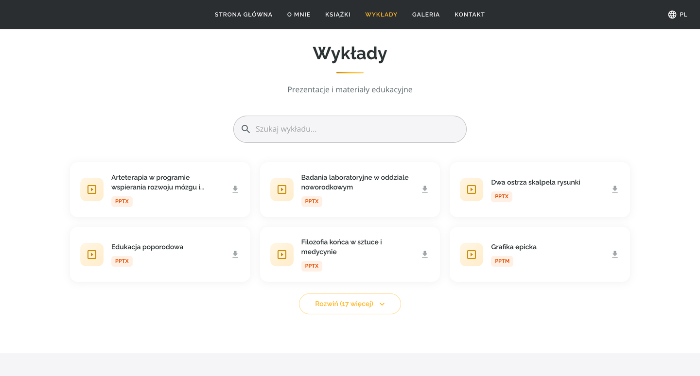 Jacek Rudnicki — CV & Creative Work — Lectures — a search box, an expandable list, file-type-aware icons and colors